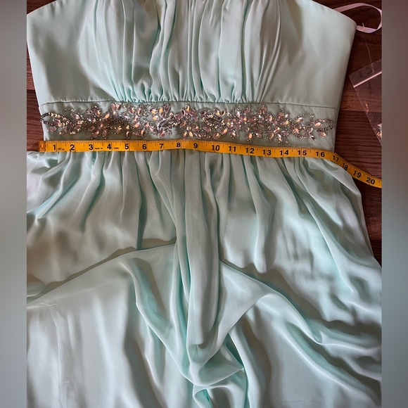 FIESTA Strapless Mint Green Mini Prom Dress with Rhinestone cummerbund SZ XL - Picture 9 of 12